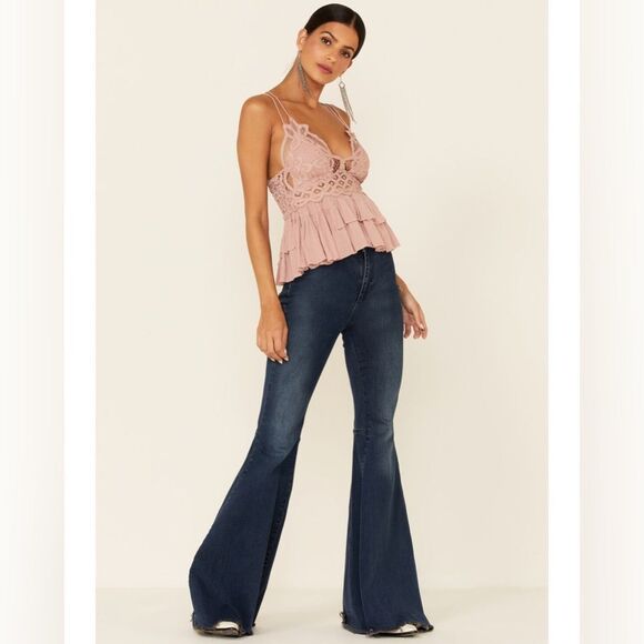Free People Mauve Pink Adela Cami Lace Crochet Bralette Tank - Picture 1 of 9